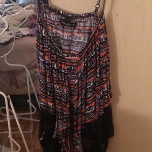 Tribal/ lace tank top